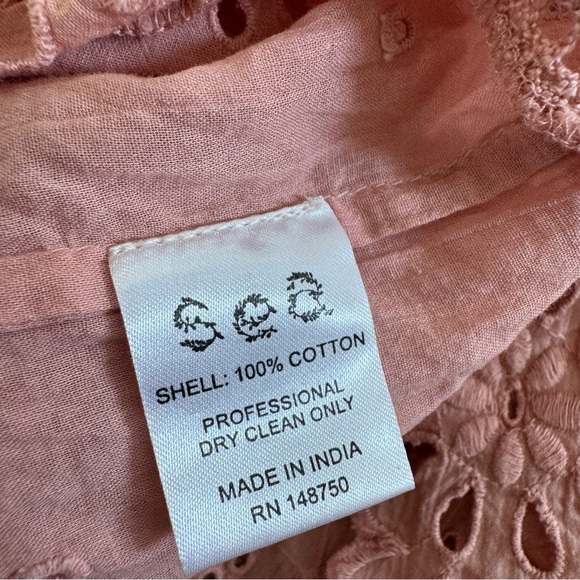 SEA New York 100% cotton Daisy Floral Eyelet Ruffle Flutter sleeve pink top - Picture 6 of 7